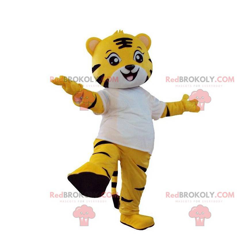 Yellow, white and black tiger costume, feline costume -