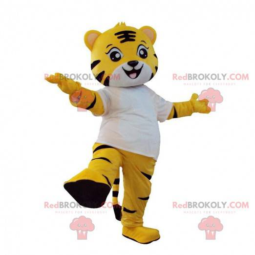 Yellow, white and black tiger costume, feline costume -