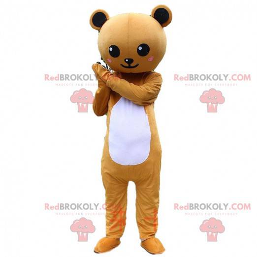 Bruin en wit teddybeer kostuum, teddybeer kostuum -