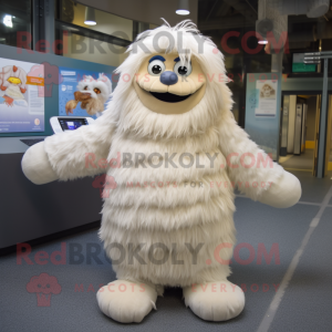 Crèmekleurige Yeti mascotte...