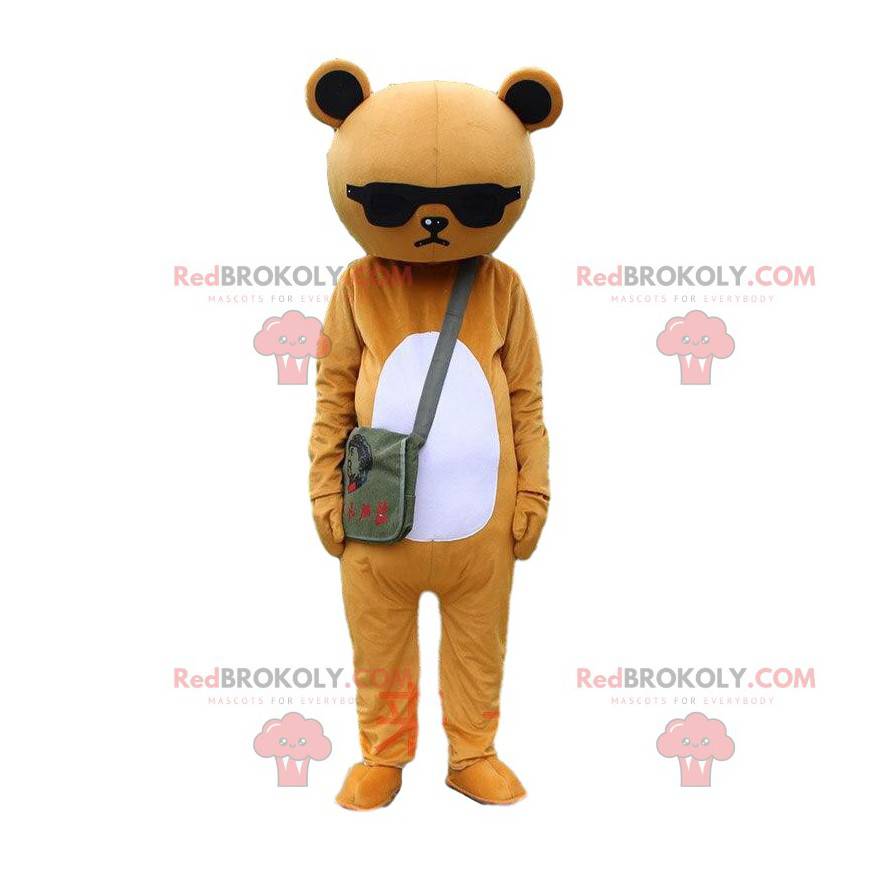 Bruin en wit sulky teddybeerkostuum met bril - Redbrokoly.com