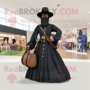 Black Civil War Soldier mascot costume character dressed with a Maxi Skirt and Messenger bags