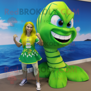 Lime Green Mermaid mascotte...