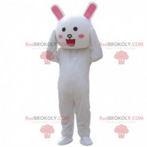 Déguisement de lapin blanc souriant, costume de lapin -