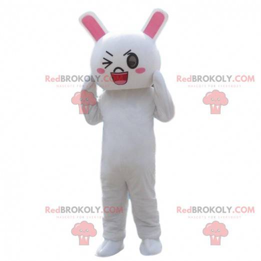 Winking Rabbit Costume, White Rabbit Mascot - Redbrokoly.com