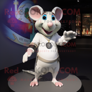 White Ratatouille mascot costume character dressed with a Sweater and Bracelet watches