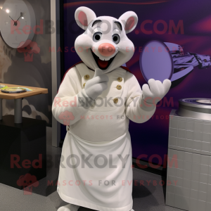 White Ratatouille mascot costume character dressed with a Sweater and Bracelet watches