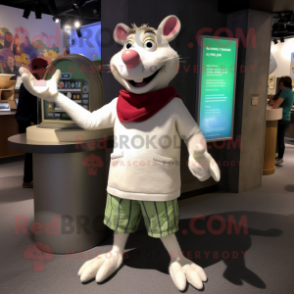 White Ratatouille mascot costume character dressed with a Sweater and Bracelet watches