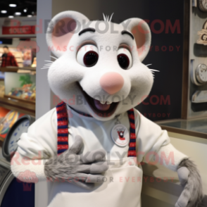 White Ratatouille mascot costume character dressed with a Sweater and Bracelet watches