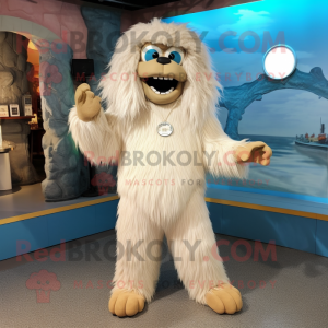 Beige Yeti maskot kostume...