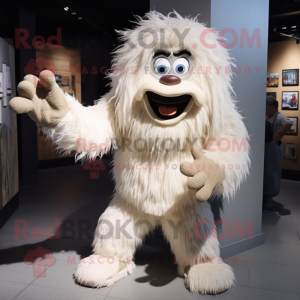 Beige Yeti maskot kostume...