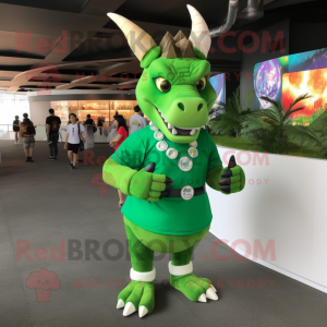 Grønn Triceratops maskot...