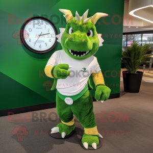 Groene Triceratops mascotte...