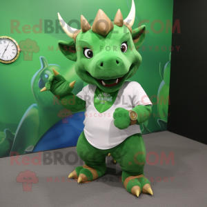 Groene Triceratops mascotte...