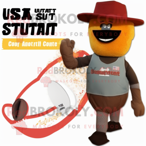 Rust Steak mascot costume character dressed with a Bikini and Caps