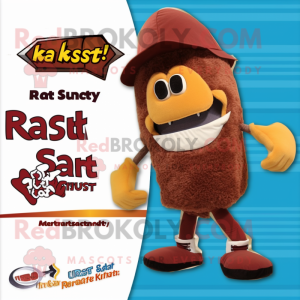 Rust Steak mascot costume character dressed with a Bikini and Caps