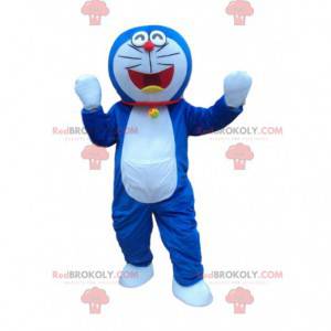 Costume de Doraemon, célèbre chat robot bleu et blanc -