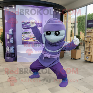 Lavendel Ninja maskot drakt...