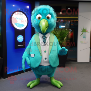 Cyan Kiwi mascotte kostuum...