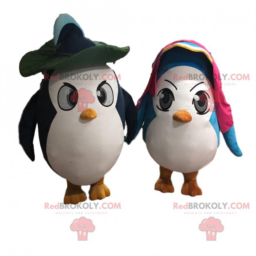 2 fantasias de pinguins muito engraçadas, um casal de pinguins