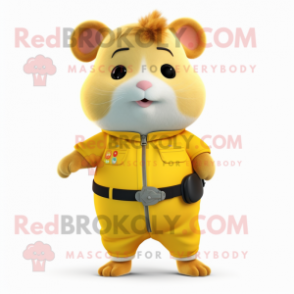 Yellow Hamster mascot costume character dressed with a Capri Pants and Belts