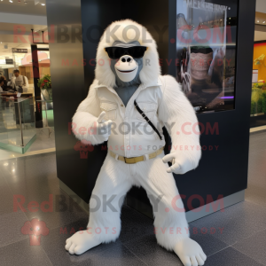 Hvit Gorilla maskot drakt...