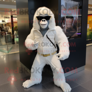 Vit Gorilla maskot kostym...
