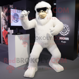 Hvid Gorilla maskot kostume...