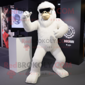 White Gorilla mascot costume character dressed with a Jeggings and Sunglasses