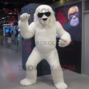 Vit Gorilla maskot kostym...