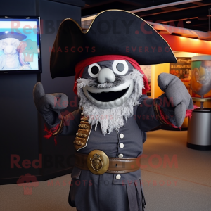 Gray Pirate mascot costume character dressed with a Shift Dress and Hats