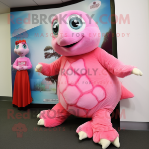 Roze zeeschildpad mascotte...