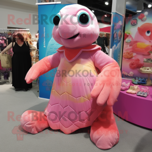 Roze zeeschildpad mascotte...