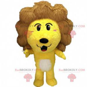 Déguisement de lion jaune avec une grosse crinière marron -