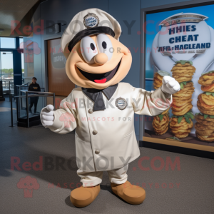 White Clam Chowder mascot costume character dressed with a Leather Jacket and Anklets