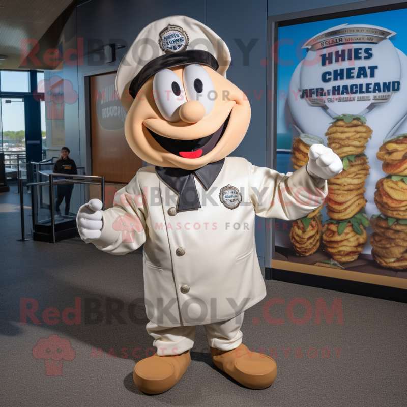 White Clam Chowder mascot costume character dressed with a Leather Jacket and Anklets White Clam Chowder mascot costume character dressed with a Leather Jacket and Anklets