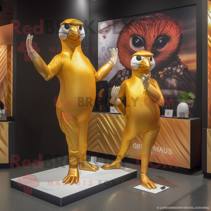 Gold Pheasant mascot costume character dressed with a Yoga Pants and Cufflinks Gold Pheasant mascot costume character dressed with a Yoga Pants and Cufflinks