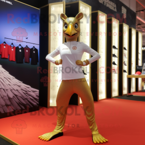 Gold Pheasant mascot costume character dressed with a Yoga Pants and Cufflinks
