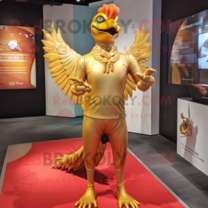 Gold Pheasant mascot costume character dressed with a Yoga Pants and Cufflinks