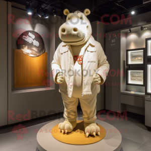 Beige Hippopotamus maskot...