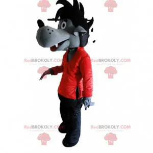 Gray wolf costume in red and black, wolf costume -