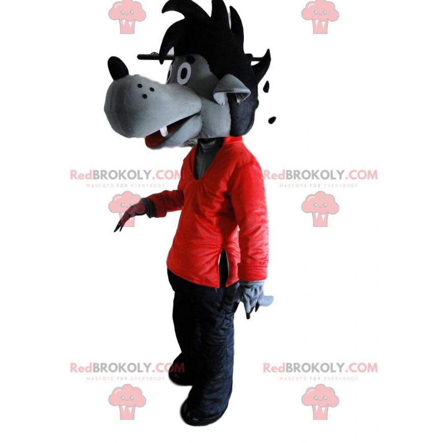 Disfraz de lobo gris en rojo y negro, disfraz de lobo - Disfraz de lobo gris en rojo y negro, disfraz de lobo -
