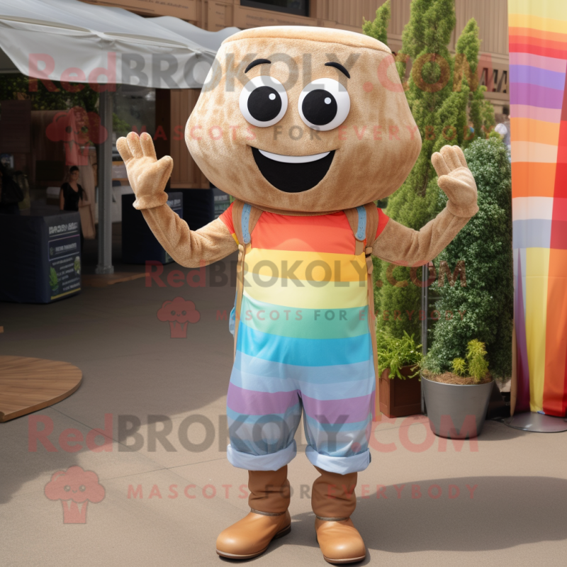 Tan Rainbow mascot costume character dressed with a Boyfriend Jeans and Pocket squares Tan Rainbow mascot costume character dressed with a Boyfriend Jeans and Pocket squares