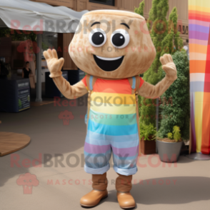 Tan Rainbow mascot costume character dressed with a Boyfriend Jeans and Pocket squares