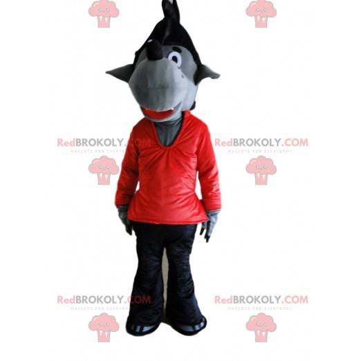 Gray wolf costume in red and black, wolf costume -