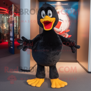 Black Geese mascot costume character dressed with a Flare Jeans and Shoe clips