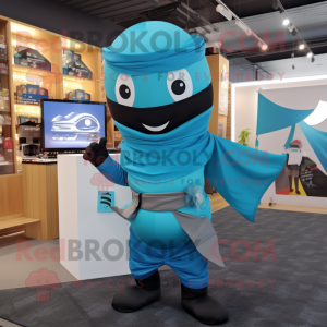 Cyan Ninja mascotte kostuum...