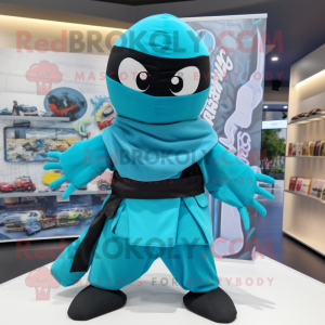 Cyan Ninja mascotte kostuum...
