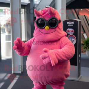 Pink Ogre mascot costume character dressed with a Turtleneck and Sunglasses