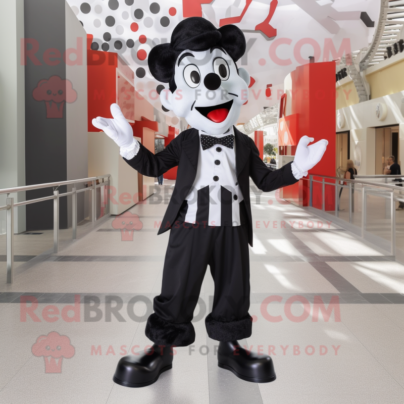 Black Mime mascot costume character dressed with a Suit and Scarves